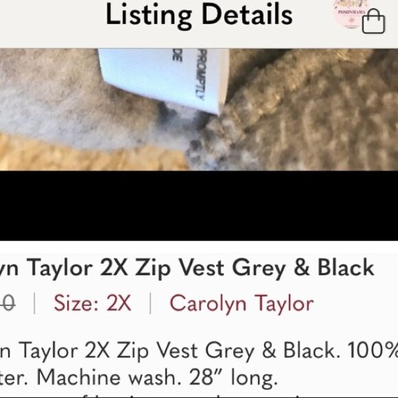 Carolyn Taylor 2X Zip Vest Grey & Black - Picture 5 of 5